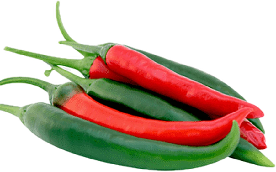 Red and green chillies
