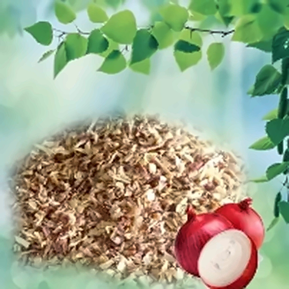 Dehydrated Red Onion Granules in a wooden bowl
